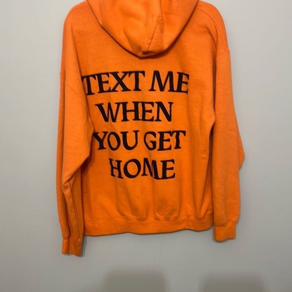 Lonely Ghost Mens Orange Text Me When You Get Home Pullover Hoodie Size Large - Picture 5 of 6